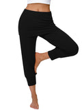 1 x RAW Customer Returns Terecey yoga pants women with skirt 3 4 capri pants elegant casual pants cotton jogging pants high waist loose pants harem pants for yoga pilates dancing jogging black S - RRP €23.98