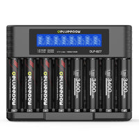 1 x RAW Customer Returns Delyeepow AA Rechargeable Batteries with Charger, 3400mWh 1.5V Lithium Rechargeable Batteries AA, Battery Charger with LCD Display 8 Slots Fast USB Charging, 1500 Cycles - RRP €46.99