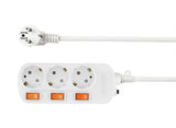 1 x RAW Customer Returns NEW MANY 3-way switchable power strip, multiple socket extension socket, child safety lock, 1.5 m cable for living room, white - RRP €16.49