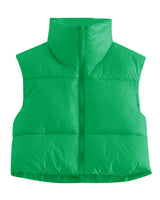 1 x Brand New MAVIS LAVEN Women s Winter Stand Collar Crop Vest Lightweight Sleeveless Warm Zipper Outerwear Coat Puffer Vests Padded Waistcoat 2-Green,Small  - RRP €43.99