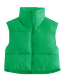 1 x Brand New MAVIS LAVEN Women s Winter Stand Collar Crop Vest Lightweight Sleeveless Warm Zipper Outerwear Coat Puffer Vests Padded Waistcoat 2-Green,Small  - RRP €43.99