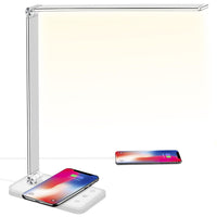 1 x RAW Customer Returns BIENSER LED desk lamp with 10W wireless charging, USB charging function, office lamp table lamp with 10 brightness x 5 color levels, eye-friendly LED dimmable, sensitive control, 30 60 min auto timer - RRP €33.26