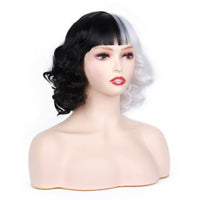 1 x Brand New Liamiona Black and White Short Curly Wig with Bangs Cosplay Wig Heat Resistant Synthetic Hair Women Fashion Wigs Adult  - RRP €16.99