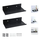 1 x RAW Customer Returns SCHYIDA Pack of 2 Wall Shelves Black Metal 20 x 12 x 4 cm Metal Shelf Wall Shelves Wall Board Black Floating Shelf Bookshelf Wall Kitchen Shelf Floating Hanging Shelf Floating Shelves for Office, Home - RRP €17.95