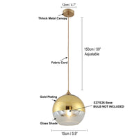 1 x RAW Customer Returns Pendant Light with Wood Plated Glass Ball Lampshade Modern Simple Ceiling Light Hanging Lamp Kitchen Island Dining Room Bedroom Chandelier Gold, 15cm  - RRP €44.99