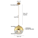 1 x RAW Customer Returns Pendant Light with Wood Plated Glass Ball Lampshade Modern Simple Ceiling Light Hanging Lamp Kitchen Island Dining Room Bedroom Chandelier Gold, 15cm  - RRP €44.99