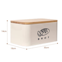 1 x RAW Customer Returns Theo Cleo bread boxes with lid, lid made of ecological bamboo, can be used as a cutting board, spacious retro bread box made of metal, store bread for a long time and keep it fresh 30cm 18cm 14cm beige - RRP €29.41