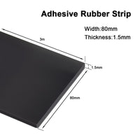 1 x RAW Customer Returns Rubber strip self-adhesive neoprene rubber mat rubber sheet 80mm W x1.5mm D x3m L solid rubber profile for DIY seals, floor coverings protection, insulation, covering, anti-vibration, anti-slip - RRP €20.16