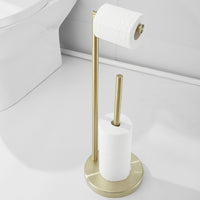 2 x Brand New Toilet Paper Roll Holder Freestanding Gold Bathroom Brush Toilet Paper Roll Holder with Backup Function - RRP €75.98