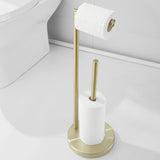 1 x Brand New Toilet Paper Roll Holder Freestanding Gold Bathroom Brush Toilet Paper Roll Holder with Backup Function - RRP €37.99