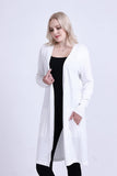 1 x RAW Customer Returns SMILING PINKER Women s Long Cardigan Lightweight Long Sleeve Open Knitted Coat with Pockets White, Small  - RRP €30.24