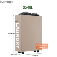 1 x RAW Customer Returns IHOMAGIC 40L Thin Storage Basket with Handles, Fabric Laundry Hamper Collapsible Narrow Laundry Basket with Wheels, Slim Portable Dirty Clothes Basket for Toys, Towels, Blankets Khaki  - RRP €25.01