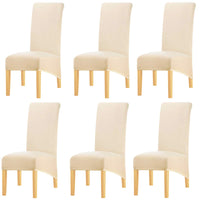 1 x Brand New KELUINA Solid Fabric Stretch XL High Back Chair Covers for Dining Room, Spandex Large Dining Room Chair Slipcovers for Home Living Restaurant Hotel Cream Color,Set of 6  - RRP €41.89