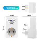 1 x RAW Customer Returns EXTRASTAR 3 in 1 Adapter with 2 USB and 1 Schuko Plug, Power Strip Adapter, for Traveling, Home, Office, Up to 3680W Charge, 16A 230V , White, 2Pcs - RRP €14.61