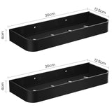 1 x RAW Customer Returns Bestdon shower shelf without drilling, shower shelf self-adhesive shower basket aluminum bathroom shelf shelves wall shelf for bathroom and kitchen, black, 2 pieces - RRP €23.14