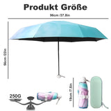 1 x RAW Customer Returns Mini Travel Windproof Umbrella with Capsule Case Compact 8 Ribs Rainbow UV Protection for Men Women 96 x 56cm Open 19cm Closed Green - RRP €24.0