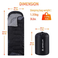 1 x RAW Customer Returns Adult Backpacking Sleeping Bag Lightweight Waterproof Cold Weather Sleeping Bag for Women Men Teens for Warm Camping Hiking Outdoor Travel with Compression Sacks 1.35 Black  - RRP €55.45