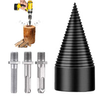 1 x RAW Customer Returns 50mm Detachable Firewood Splitter Bit Splitting Drill Screw Wood Splitter Splitting Wood Round Hexagonal Triangle Shank Cone Screwdriver 50mm 3 Handle  - RRP €25.99