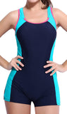 1 x RAW Customer Returns Attraco Women s One Piece Swimsuit Push Up Tummy Control Slim Fit Swimwear Swimsuit Sexy Sport Swimsuit Blue L - RRP €34.27