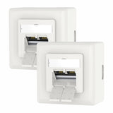 1 x RAW Customer Returns VCELINK Universal Network Socket Cat6A, 2 x RJ45 Port Lan Socket, Data Socket Surface or Flush Mounted - Shielded, 10 Gigabit Ethernet Network RJ45 Socket, EIA TIA 568A B, White, 2 Pieces - RRP €19.08