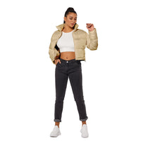 1 x RAW Customer Returns Hujoin women s jacket puffer 3 4 jacket women s black cropped jacket short warm jacket down crop winter jacket belly-free belly-free - RRP €37.14