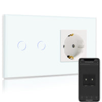 2 x RAW Customer Returns BSEED Normal 16A socket with WiFi smart light switch intelligent glass wall switch compatible with Alexa and Google Home on ONLY 2.4 GHz network 2 compartment 1 way white neutral conductor required  - RRP €54.26