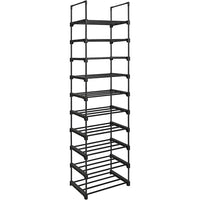 1 x RAW Customer Returns SONGMICS Shoe Rack with 10 Tiers, Open Shoe Cabinet, Narrow Shoe Rack, Metal Shoe Storage, Space Saving, for Dressing Room, Hallway, 30 x 45 x 174 cm, Black LSA25BK - RRP €25.99