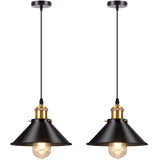 1 x RAW Customer Returns AWEKLIY 2 pieces retro industrial pendant light, vintage hanging light, wide lamp chandelier made of iron hanging lamp, E27 lamp holder ceiling light for kitchens, basements, living rooms, hallways, black gold - RRP €37.3