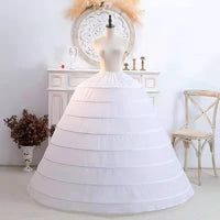 1 x RAW Customer Returns Hoseirty Women s 8 Hoops Super Puffy Petticoat Half Slip Skirt Floor Length Underskirt for Wedding Ball Quinceanera Dress, White, One Size - RRP €35.94