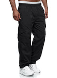 1 x RAW Customer Returns Jolicloth Pants Men Cargo Cotton Outdoor Long Baggy Pants Casual Leisure Trousers Pants with Drawstring Regular Fit Black L - RRP €41.99