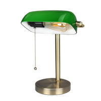 1 x RAW Customer Returns Newrays Traditional Green Glass Bankers Desk Lamp with Pull Chain Switch Plug Fixture - RRP €55.45