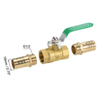 1 x RAW Customer Returns sourcing map 1 set ball valve shut-off valve, 19mm hose barb to 19mm hose barb, pipe fittings 90 degree operating handle, brass valve with hose clamps and thread sealing tape - RRP €17.14