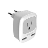 1 x RAW Customer Returns Adapter USA Germany plug, TESSAN US to EU adapter US to EU travel adapter with 2 USB, socket adapter USA to EU German Germany American France Europe adapter plug travel plug - RRP €17.27