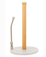 1 x RAW Customer Returns Marble and wood paper towel holder with stainless steel arm - RRP €27.22