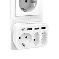 1 x RAW Customer Returns Multiple plug for socket, Mscien multiple socket with USB C, 7 in 1 socket adapter 3-fold, triple plug for socket 4000W - RRP €17.59