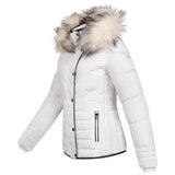 1 x RAW Customer Returns Elara Women s Winter Fitted Quilted Jacket Chunkyrayan EL-JA01 White 40 L  - RRP €56.63