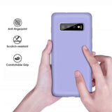 1 x Brand New NiaCoCo Ultra Thin Shockproof Silicone Liquid Gel Soft Microfiber Rubber Stripe Blue Purple Case for Samsung Galaxy S10 Plus - RRP €9.99