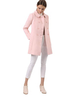 1 x RAW Customer Returns Allegra K Women s Coat Long Sleeve Peter Pan Collar Double Breasted Pockets Winter Trench Coat Pink M - RRP €90.74