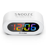 1 x RAW Customer Returns REACHER Small Colorful LED Digital Alarm Clock with Snooze, Easy to Use, Brightness Dimmer, Adjustable Alarm Volume, Compact Clock for Bedroom, Bedside Table, Mains Powered - RRP €19.99