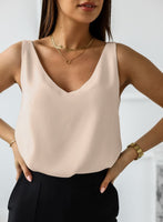 2 x RAW Customer Returns CZIMOO Tank Top Women s Satin Summer Cami Shirt Plain Camisole with Sleeveless Summer Top Basic Vest Blouse V-Neck Tank Top Apricot XXL - RRP €44.36