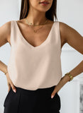 2 x RAW Customer Returns CZIMOO Tank Top Women s Satin Summer Cami Shirt Plain Camisole with Sleeveless Summer Top Basic Vest Blouse V-Neck Tank Top Apricot XXL - RRP €44.36