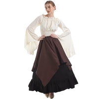 1 x RAW Customer Returns Fiamll Medieval Costume Women Renaissance Costume Dress Medieval Carnival Dress Set Brown Black XL - RRP €46.38