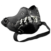 1 x Brand New VIGVAN Men Women Steampunk Retro Gothic Leather Mask Halloween Cosplay Gears Mask Spike Mask Ghost Button Mask  - RRP €18.14