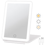 1 x RAW Customer Returns FUNTOUCH Cosmetic Mirror with Lighting, Rechargeable Portable Ultra Slim Travel Mirror with Light, 3 Color Lights, Dimmable Touch Screen Makeup Mirror, Foldable Makeup Mirror White  - RRP €23.99