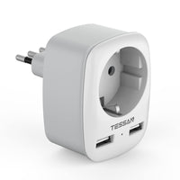 1 x RAW Customer Returns TESSAN adapter Italy USB, travel adapter Italy with 2 USB 2.4A, socket adapter Italy type L, travel plug Italy Germany plug, Italy plug adapter for Italy, Chile, Uruguay - RRP €17.7