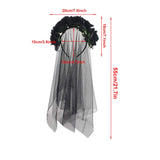 4 x Brand New SUNTRADE Women Girls Zombie Bride Black Veil with Flower Headband for Halloween Cosplay Wedding Costume Headwear - RRP €52.4