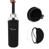 1 x RAW Customer Returns Ryaco 1 Liter Glass Water Bottle, 33 oz Reusable Water Bottle, BPA Free Non-Slip Neoprene Protection Carry Sleeve and Sponge Brush 1L, Black  - RRP €16.99