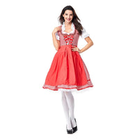 1 x Brand New Oktoberfest Costumes Women German Dirndl Dresses Traditional Bavarian Outfit Carnival Halloween Bartender Waitress Cosplay Maid Plaid Costume Disguise Beer Girl Pink, M  - RRP €19.2