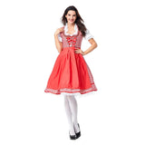 1 x Brand New Oktoberfest Costumes Women German Dirndl Dresses Traditional Bavarian Outfit Carnival Halloween Bartender Waitress Cosplay Maid Plaid Costume Disguise Beer Girl Pink, M  - RRP €19.2