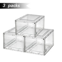 1 x RAW Customer Returns BoxedHome 3 Pack Transparent Plastic Shoe Boxes, Stackable Shoe Cases, Transparent Sneaker Storage Organizer, for Shoes up to Size 47, 36 x 27x 20 cm - RRP €40.33